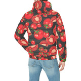 Tomato black background Men's Padded Hooded Jacket