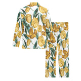 yellow tulips pattern Men's Long Pajama Set