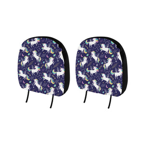 Hand drawn cute unicorn star planet Car Headrest Cover