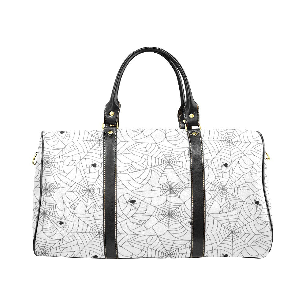 Spider web cobweb pattern white background Travel Bag