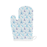 Blue Eiffel Tower Theme Pattern Print Design 01 Heat Resistant Oven Mitts