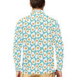 Fried Eggs Pattern Print Design 04 Men's Long Sleeve Polo Shirt