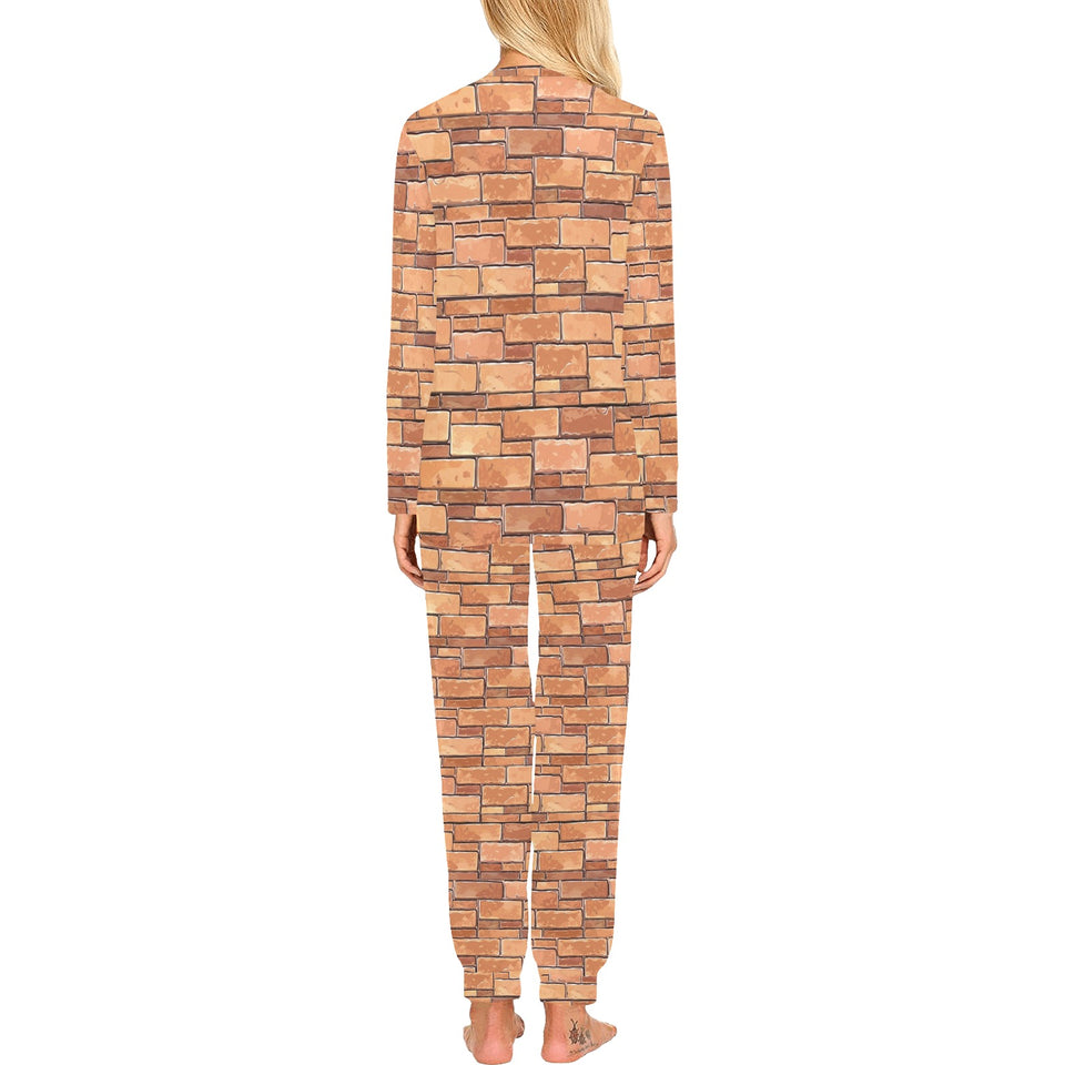 Brick Printed Pattern Print Design 04 Women's All Over Print Pajama Set