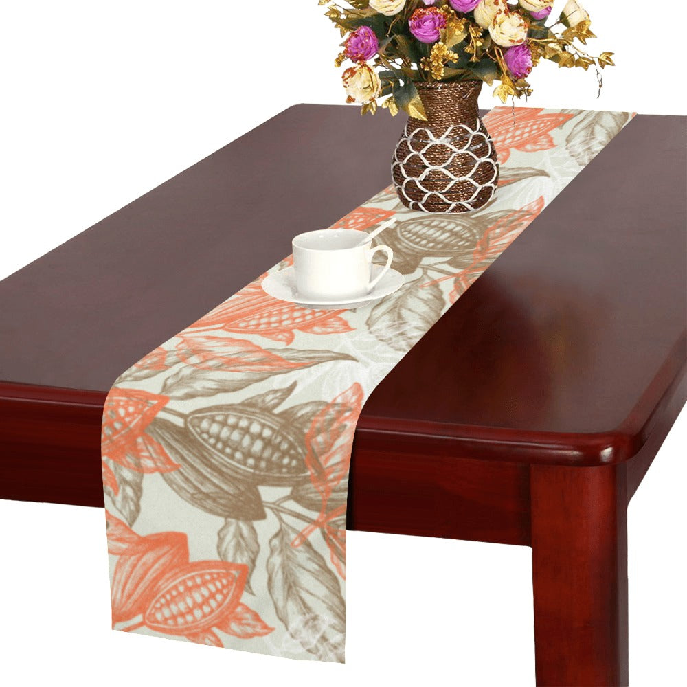 Cocoa beans Cocoa tree pattern Table Runner