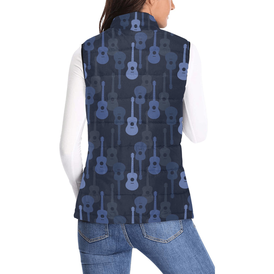 Blue Theme guitar pattern Women's Padded Vest