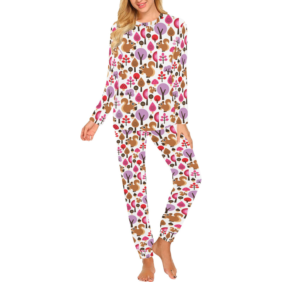 Squirrel Pattern Print Design 02 Women's All Over Print Pajama Set