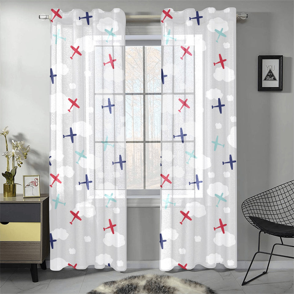 Airplane cloud grey background Gauze Curtain