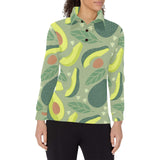 Avocado pattern Women's Long Sleeve Polo Shirt