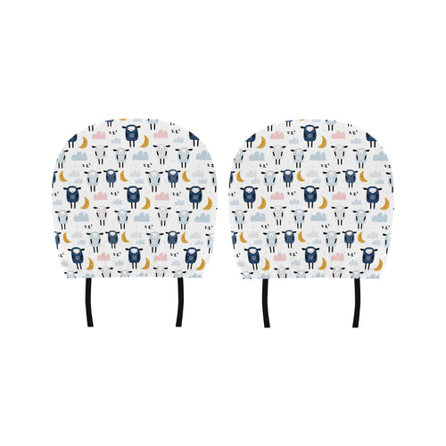 Cute sleeping sheep moon cloud pattern Car Headrest Cover