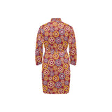 Gear Pattern Print Design 04 Men's Long Sleeve Belted Night Robe