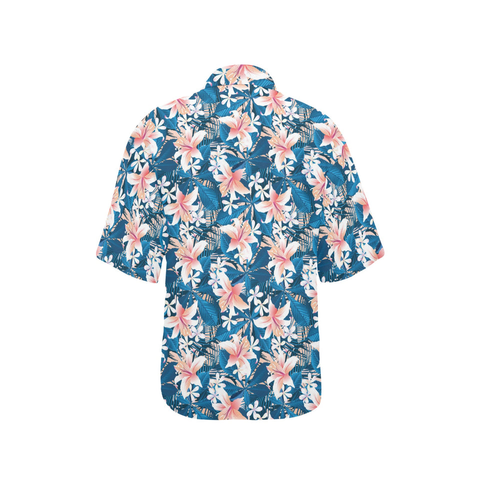 Hibiscus Pattern Print Design 02 Women's All Over Print Hawaiian Shirt