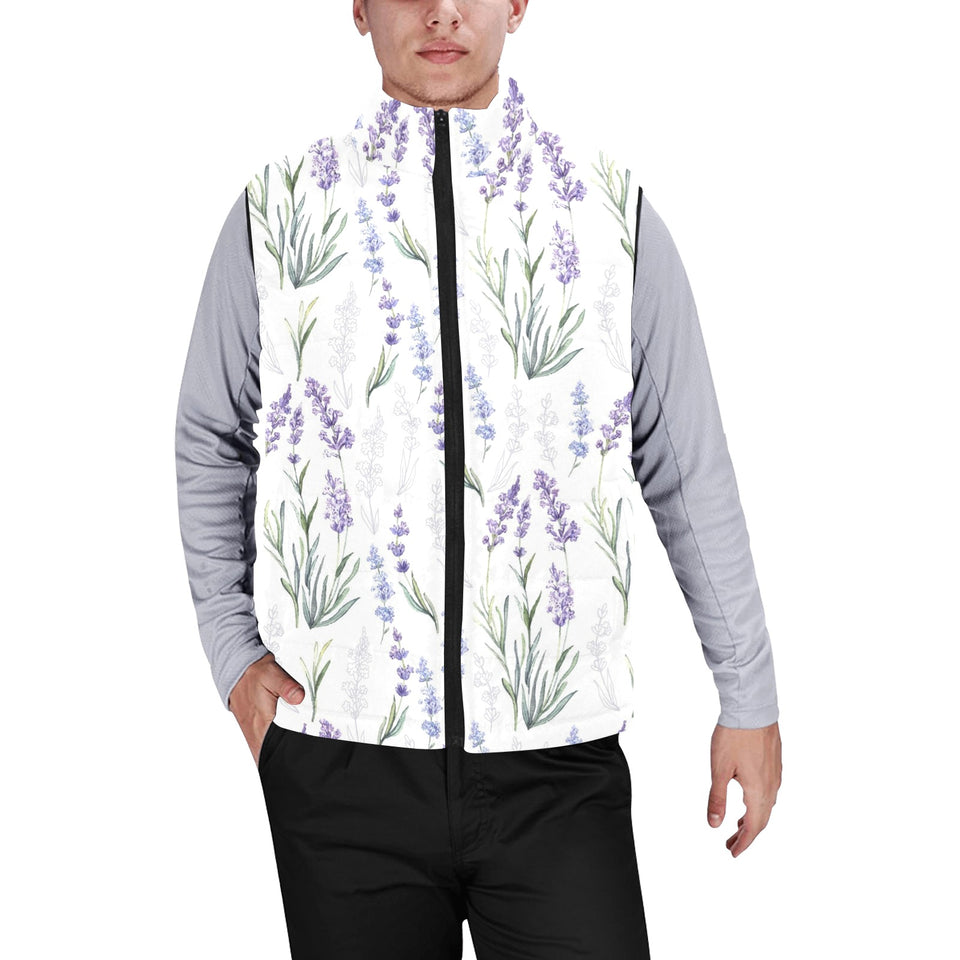 Hand painting Watercolor Lavender Men's Padded Vest