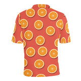 Oranges pattern red background Men's All Over Print Polo Shirt