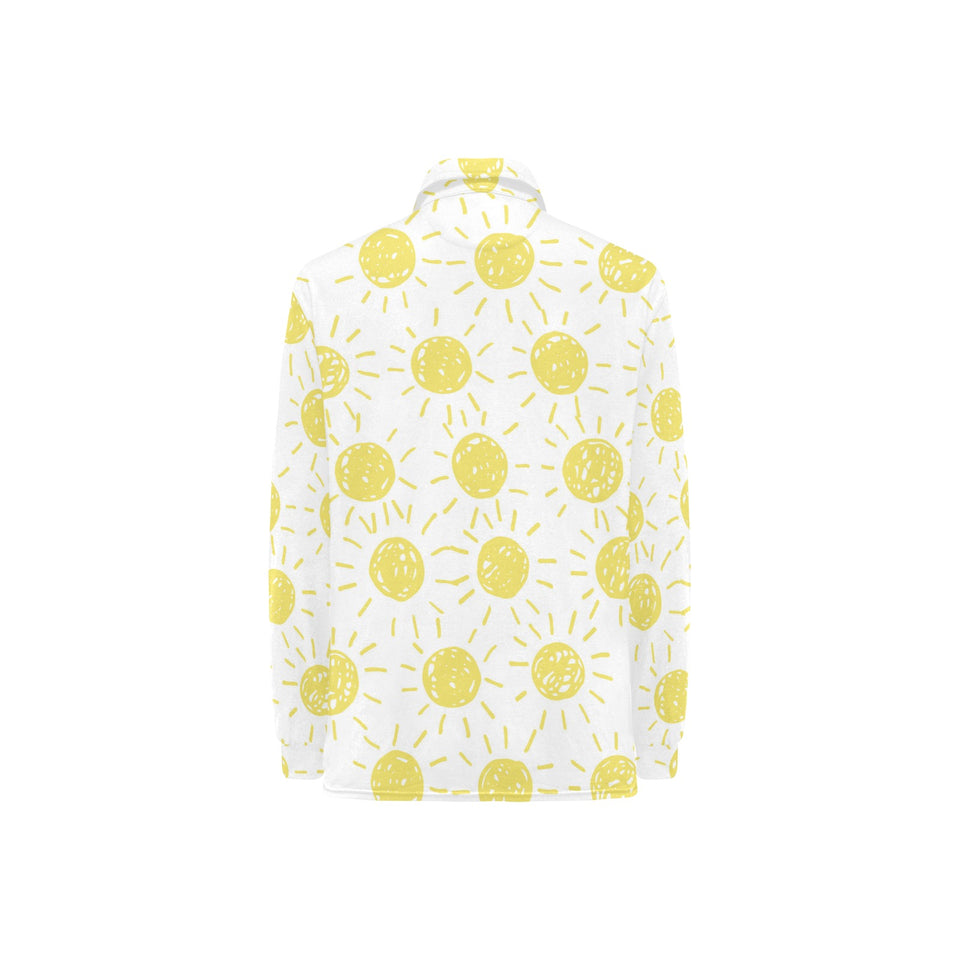 hand drawn sun pattern Women's Long Sleeve Polo Shirt