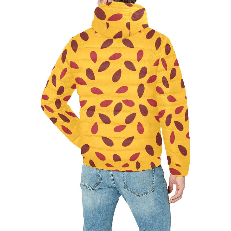 Passion fruit texture Men's Padded Hooded Jacket