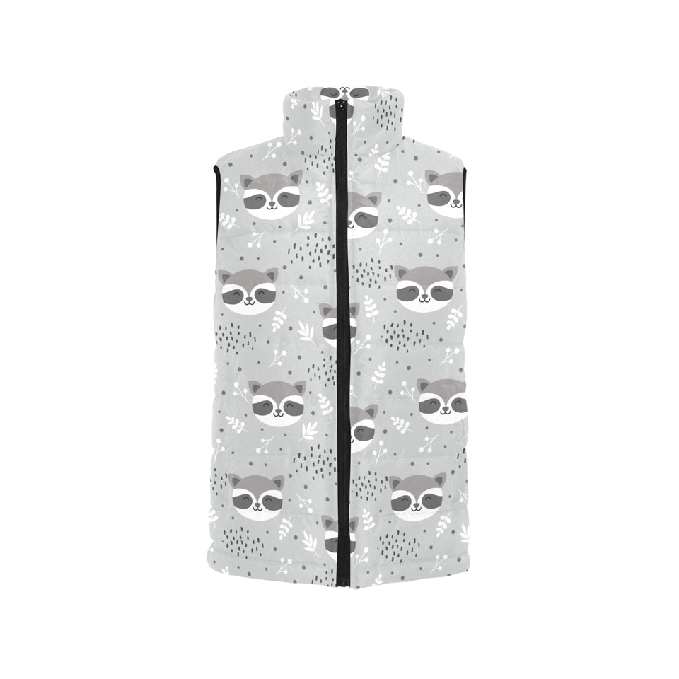 Cute raccoons leaves dot Women's Padded Vest