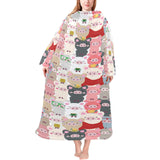 Pig Pattern Print Design 02 Blanket Robe with Sleeves