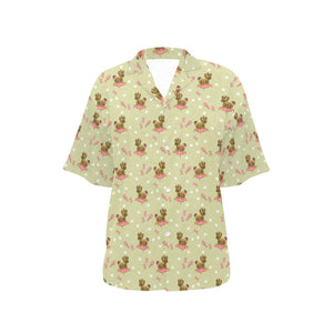 Yorkshire Terrier Pattern Print Design 01 Women's All Over Print Hawaiian Shirt