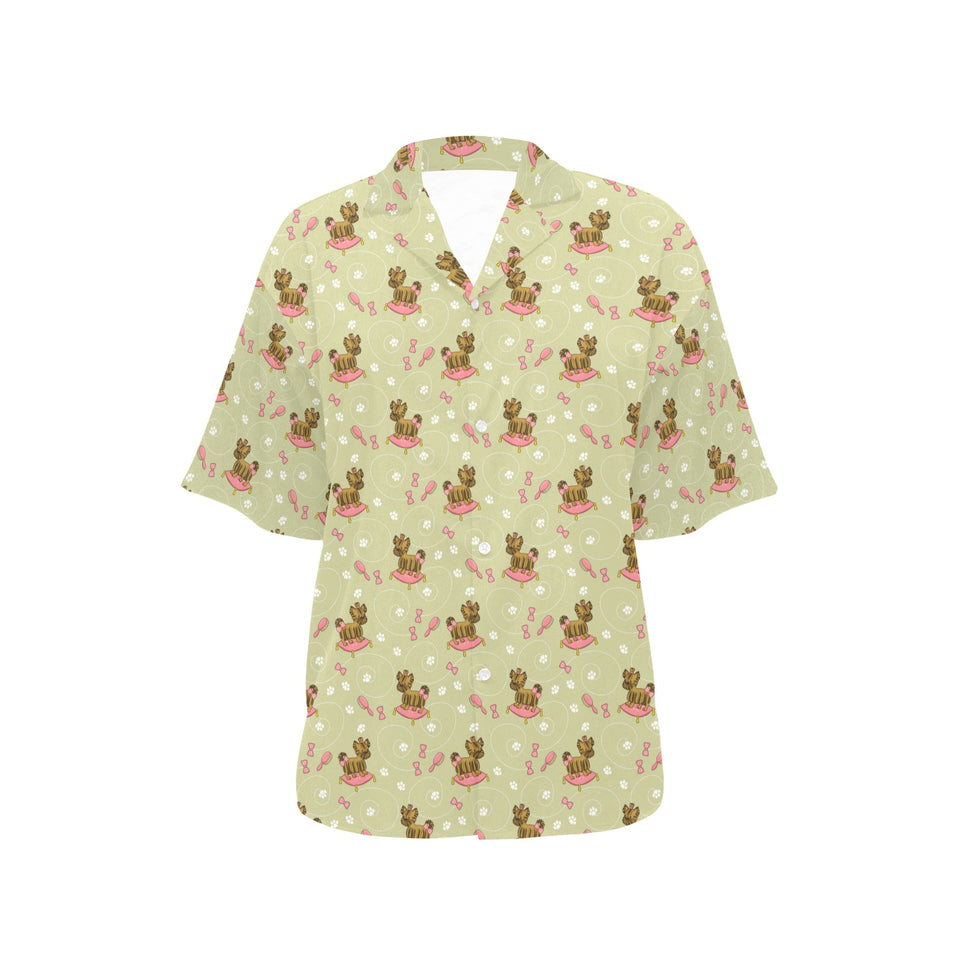 Yorkshire Terrier Pattern Print Design 01 Women's All Over Print Hawaiian Shirt