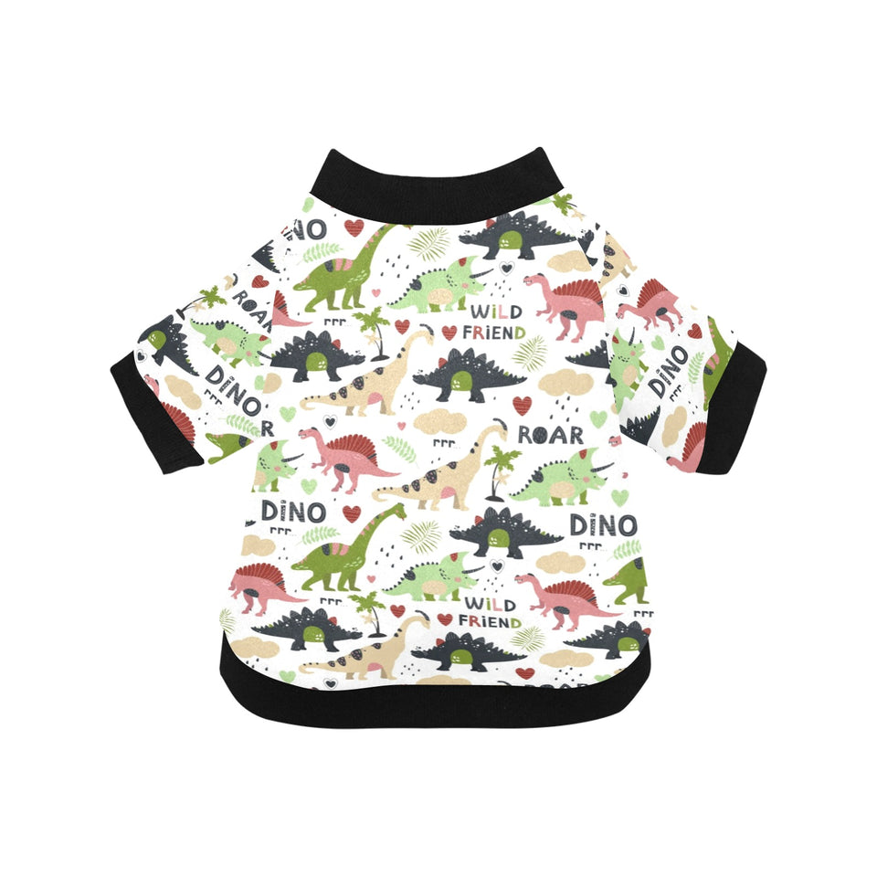Cute dinosaurs pattern All Over Print Pet Dog Round Neck Fuzzy Shirt