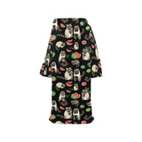 Raccoon watermelon pattern Blanket Robe with Sleeves