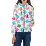 Dog Paws Pattern Print Design 01 Women's Padded Hooded Jacket