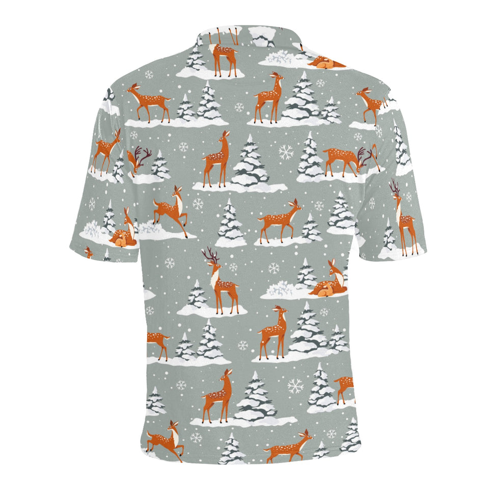 Beautiful deers Winter Christmas Men's All Over Print Polo Shirt