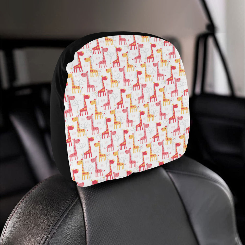 Giraffe Pattern Print Design 03 Car Headrest Cover