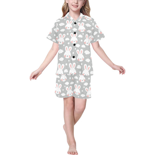 Rabbit cloud Pattern Kids' Boys' Girls' V-Neck Short Pajama Set
