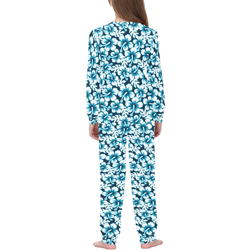 Hibiscus Pattern Print Design 04 Kids' Boys' Girls' All Over Print Pajama Set