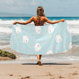 White cute hamsters heart pattern Beach Towel