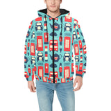 British Pattern Print Design 04 Men's Padded Hooded Jacket