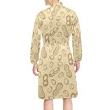 hand drawn peanuts pattern Men's Long Sleeve Belted Night Robe