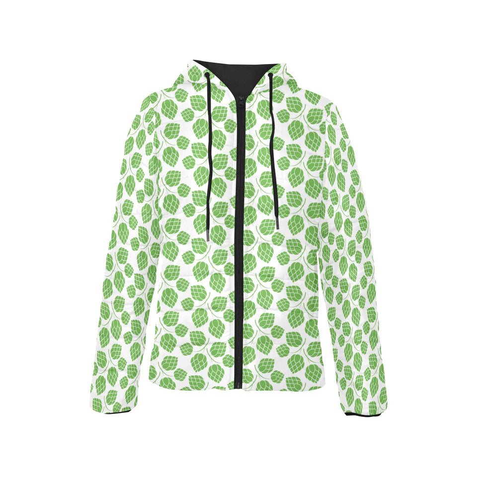 Hop pattern background Women's Padded Hooded Jacket