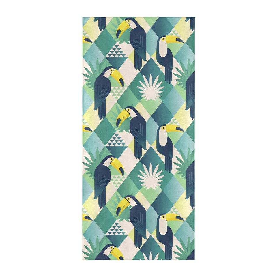 Toucan tropical leaves design pattern Beach Towel