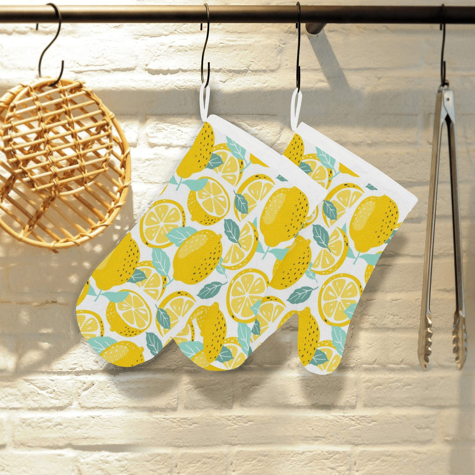 lemon design pattern Heat Resistant Oven Mitts