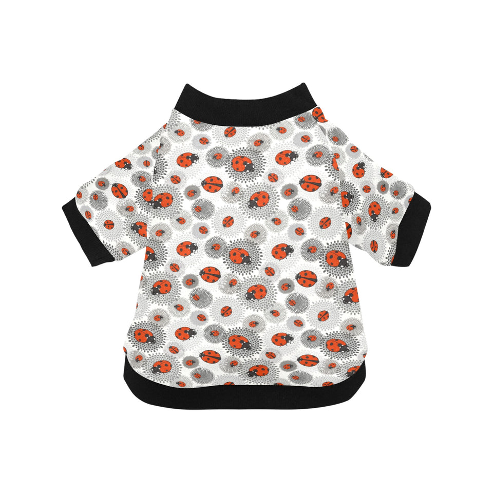 Ladybug Pattern Print Design 05 All Over Print Pet Dog Round Neck Fuzzy Shirt