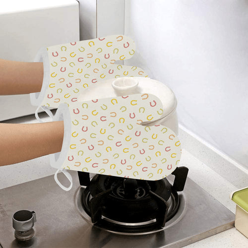 Horseshoes Pattern Print Design 02 Heat Resistant Oven Mitts