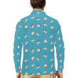 Jack Russel Pattern Print Design 03 Men's Long Sleeve Polo Shirt