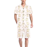 cute owl leaf Men's V-Neck Short Pajama Set