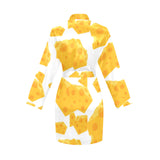 Cheese slice pattern Women's Long Sleeve Belted Night Robe