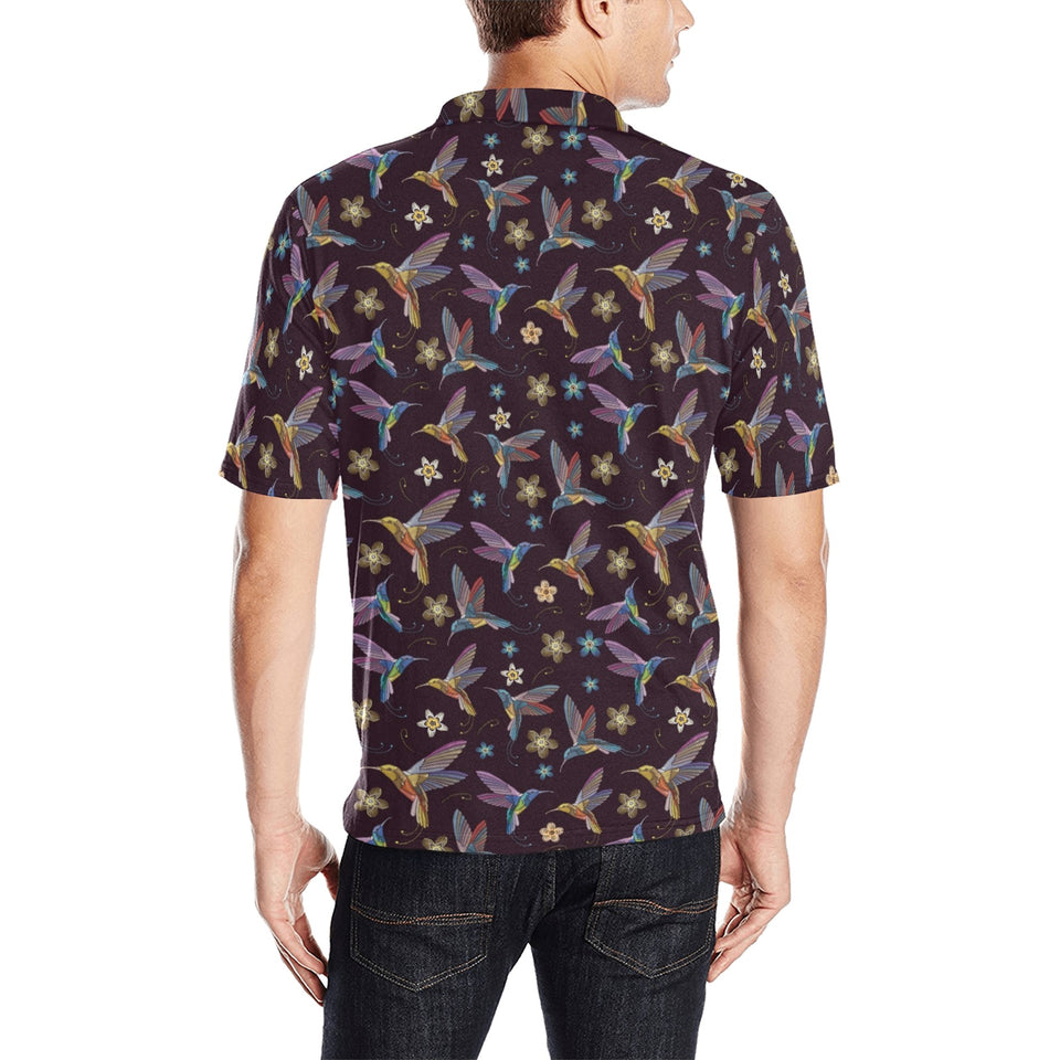 Hummingbird Pattern Print Design 04 Men's All Over Print Polo Shirt