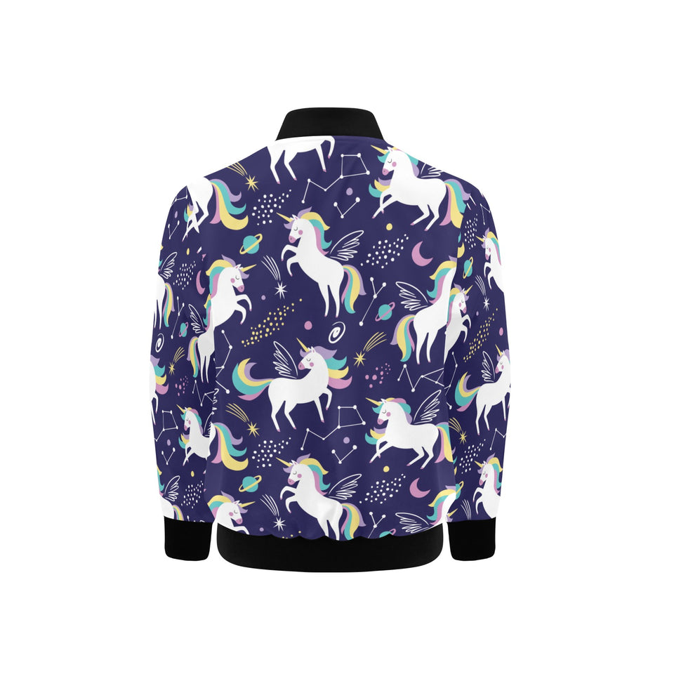Hand drawn cute unicorn star planet Kids' Boys' Girls' Bomber Jacket