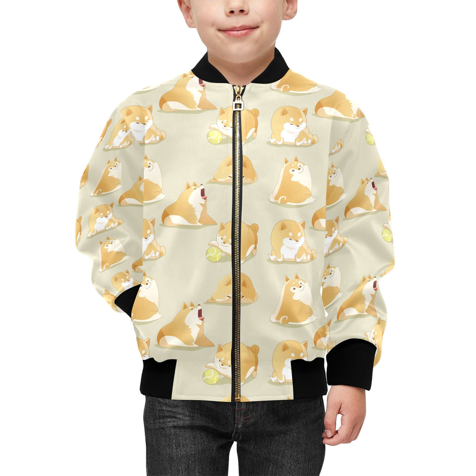 Cute fat shiba inu dog pattern Kids' Boys' Girls' Bomber Jacket