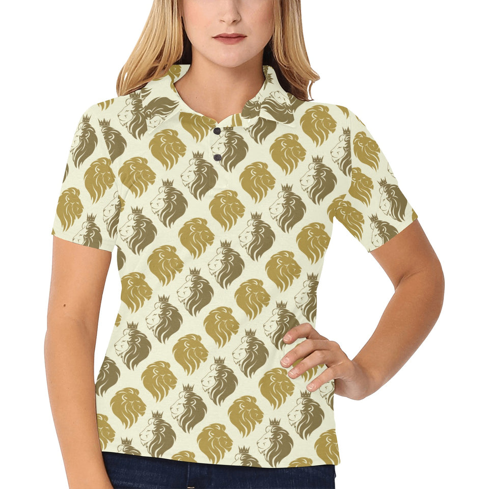 Lion Pattern Print Design 02 Women's All Over Print Polo Shirt
