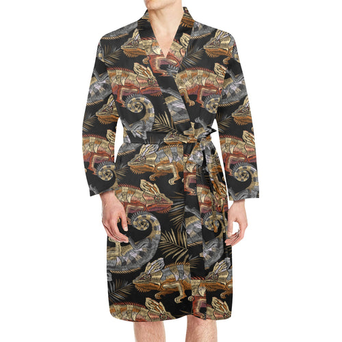 Cute dinosaurs pattern Men's Long Sleeve Belted Night Robe
