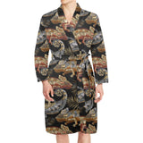 Cute dinosaurs pattern Men's Long Sleeve Belted Night Robe