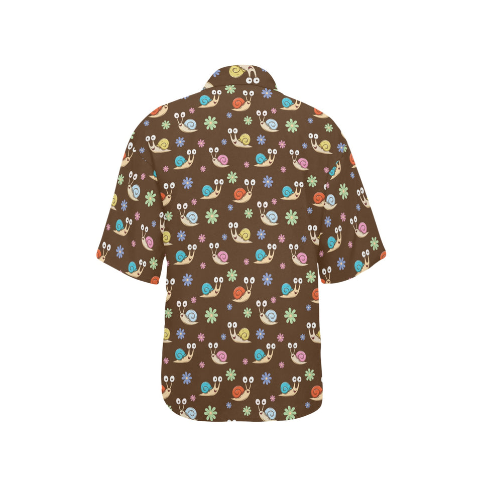 Snail Pattern Print Design 03 Women's All Over Print Hawaiian Shirt