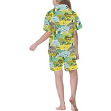 Hand drawn windmill pattern Kids' Boys' Girls' V-Neck Short Pajama Set