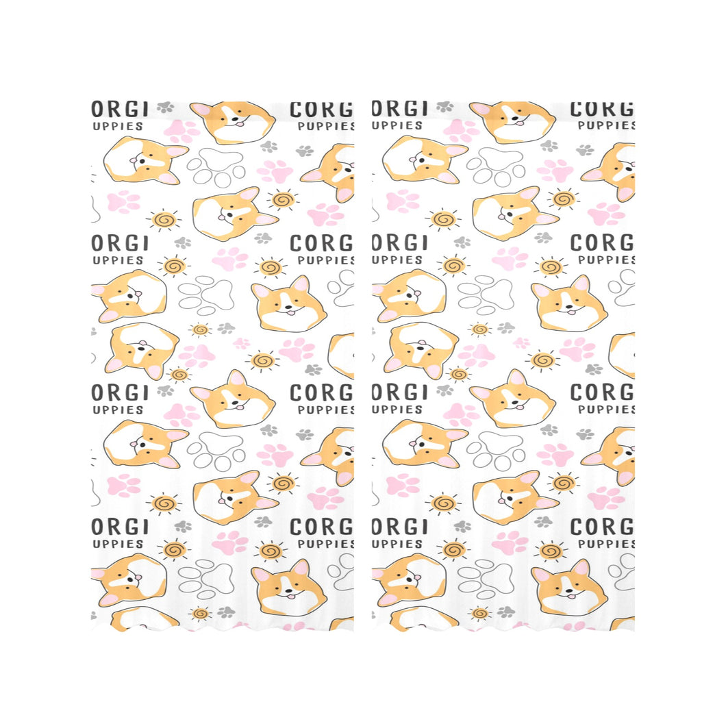 Corgi Dog Pattern Gauze Curtain